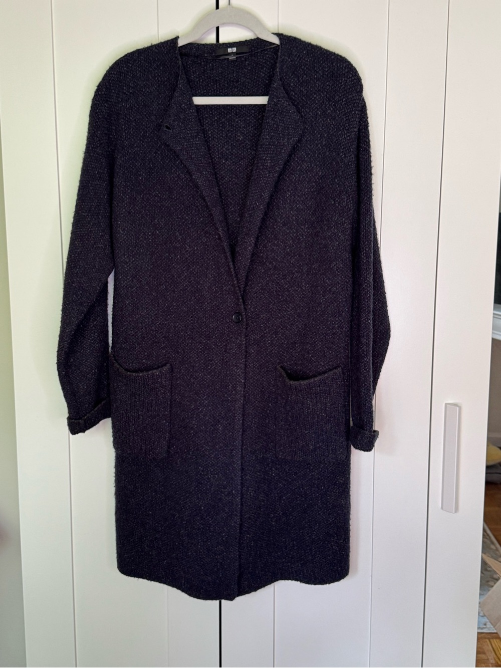 Uniqlo Navy Blue Longline Cardigan Knit Coatigan Jacket Pocket